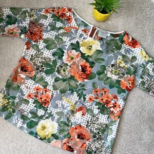 HD in Paris Anthropologie Floral Print Boxy Fit 3/4 Sleeve Blouse Size: Small